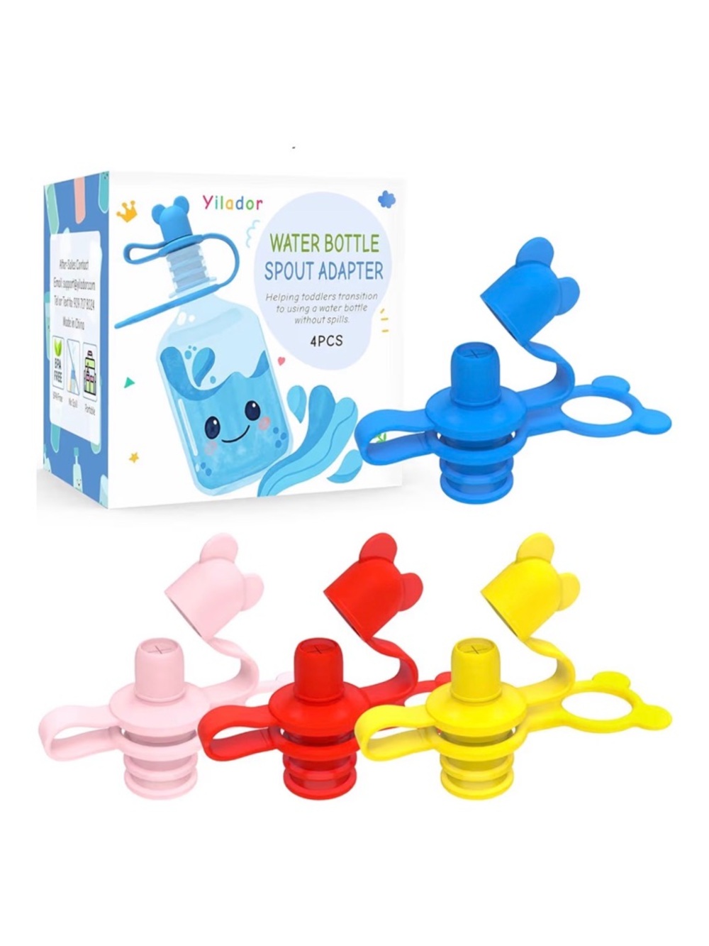Yilador Silicone Water Bottle Cap for Toddlers 4pcs